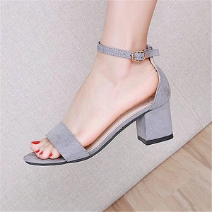 Sandalias de tacón alto sencillas y nuevas de primavera 2026, con tacón grueso, informales, a la moda, para mujer, con punta redonda y diseño de una tira, sexys. - Product Image 4