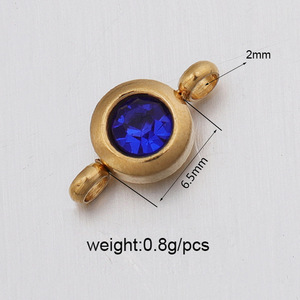 Ciondoli in Acciaio Inossidabile Argento con Due Fori da 6,5mm per Creazione di Gioielli Fai-da-Te, Charm con Cristalli dei 12 Mesi di Nascita - Product Image 4