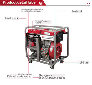 Generador Diésel Portátil Pequeño Xinbate de 3kva 5kva 6kva 7kva 8kva, Generador <span class=keywords><strong>Marino</strong></span> Trifásico Silencioso de Arranque Automático - Product Image 4