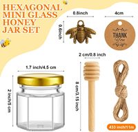 Pot à Miel en Verre Hexagonal Mini Unique de 45 ml avec Cuillère en Bois pour Cadeaux de Fête en Gros