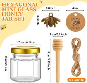 Bán Sỉ Hũ Mật Ong Ưa Thích Tiệc 45Ml Độc Đáo Hũ Mật Ong Thủy Tinh Hình Lục Giác Nhỏ Kèm Dụng Cụ Lấy Mật Ong Bằng Gỗ - Product Image 2