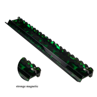 Support de tuiles de mahjong en acrylique de 20 pouces de long, à bord ondulé vert écaille de tortue, support de mahjong personnalisé avec poussoir magnétique à bord festonné