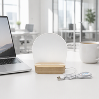 Lampe de nuit moderne en bois avec LED, base avec interrupteur, lumière blanche, design minimaliste, alimentation USB, décoration de chambre à coucher
