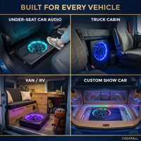 Subwoofer de voiture actif 10 pouces 800W à installer sous le siège, mince, avec contrôle Bluetooth via application, LED RGB, haut-parleur de basses alimenté, OEM 15 ans d'expérience