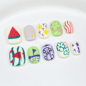 Summer Lovely Short Square Soft <span class=keywords><strong>Gel</strong></span> Press-On Acrylique <span class=keywords><strong>Ongles</strong></span> de doigt Faits à la main Vente en gros <span class=keywords><strong>Faux</strong></span> <span class=keywords><strong>ongles</strong></span> <span class=keywords><strong>Ongles</strong></span> artificiels - Product Image 1