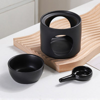 En gros, Brûleur de cire fondue en céramique noir mat, Diffuseur d'arômes, Cuillère, Brûleur d'encens et d'huiles essentielles pour chambre et spa