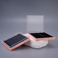 Palette de fards à paupières 6 couleurs, étui rectangulaire en plastique rose mignon avec couvercle transparent pour cosmétiques, emballage en gros