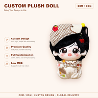 Poupée en peluche personnalisée Ours à carreaux avec béret et barboteuse crème, brodée, objet de collection, cadeau pour fans, vente en gros