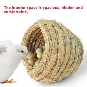 Nido de Pájaro de Paja Tejido a Mano, Jaula de Hierba Tejida para Hámster, Paloma, Loro, Casa para Pájaros Transpirable y Cálida, Suministros para Cría de Animales - Product Image 3