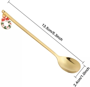 Cuillères à thé <span class=keywords><strong>de</strong></span> <span class=keywords><strong>noël</strong></span> avec pendentif <span class=keywords><strong>de</strong></span> <span class=keywords><strong>noël</strong></span> 6 pièces ensemble <span class=keywords><strong>de</strong></span> cuillères à mélanger en acier inoxydable or - Product Image 3