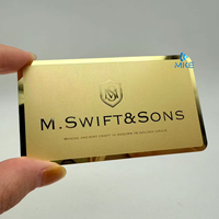Tarjetas Metálicas de Negocios con Chip NFC, Espejo Dorado Brillante