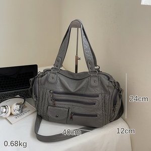 Grote Capaciteit Retro Draagtas Y 2K Zachte Pu Lederen Motorfiets Handtas Voor Vrouwen Minimalistische Stijl Nationale Messenger Sling <span class=keywords><strong>Bag</strong></span> - Product Image 2