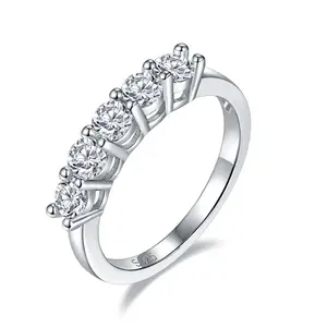 3.5mm VVS Moissanite Engagement Ring Wedding Jewelry 925 Sterling Silver Diamond Band Half Eternity Rings for Women