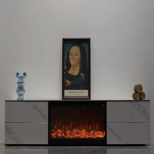 Cheminée électrique intérieure autoportante avec télécommande Support TV intégré en langue française pour salon décoratif - Product Image 4