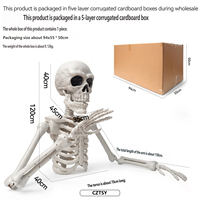 Nouveau style 2026 – Décoration d'Halloween transfrontalière : squelette géant demi-corps de 120 cm pour intérieur et extérieur