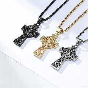 Celtic Cross Necklace <b>Titanium</b> Steel Unisex Religious Ceremony Jewelry - Product Image 2