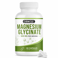 Capsules de glycinate de magnésium à marque privée, supplément de magnésium à absorption élevée avec vitamine C pour le sommeil et le bien-être corporel des adultes