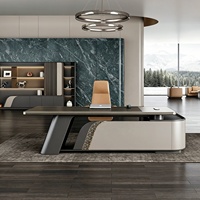 Table de bureau de luxe pour direction, design moderne en bois, mobilier de bureau de direction en forme de L pour PDG