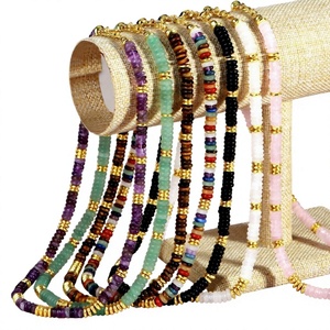 Collier à perles plaqué or avec chaîne en pierres de cristal colorées, bijou bohème pour femme, cadeau - Product Image 2