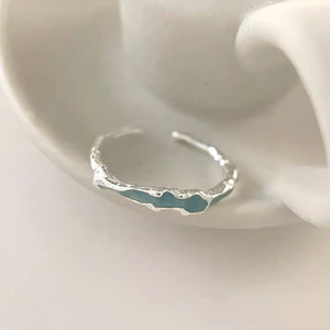 Bijoux en argent sterling 925 Bague en émail bleu menthe de la série Ice <span class=keywords><strong>Lake</strong></span> Texture givrée Conception de colle à goutte pour les fêtes de mariage - Product Image 3