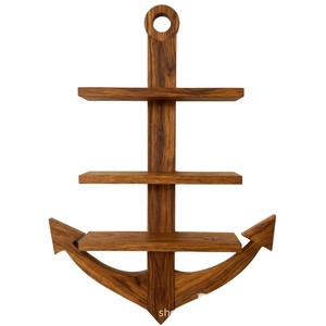 Estante de almacenamiento de madera para montar en la pared, estante de exhibición en forma de barco de 3 niveles para sala de estar, organizador decorativo - Product Image 3