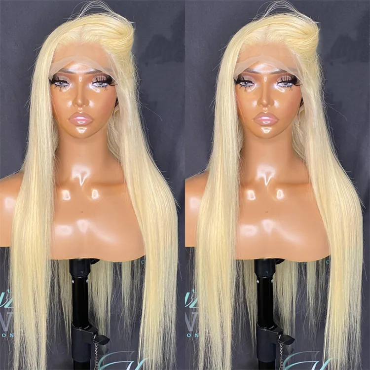 13*6 Hd Transparent Lace Frontal Wigs Bleach Blonde Long Glueless Full Hd Lace Wigs Brazilian Human Hair 40 Inch 613 Blonde Wig