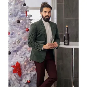 New Arrival Men Suits Slim Fit Tuxedos Velvet Coat With Burgundy Pant With Party Christmas Casual Outfit For arket blazer Sets