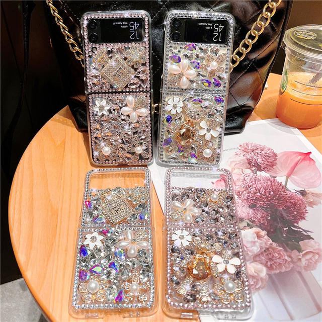 Luxury Glitter Bling Diamond Transparent Soft Phone Case for Samsung Z Flip 3 Fold 3 Clear Silicone Cover