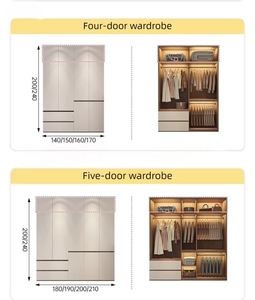 Armadi Moderni Beige con Tre Ante <span class=keywords><strong>Scorrevoli</strong></span>, Design Geometrico con Linee Nere a Griglia, Grande Capacità - Product Image 4