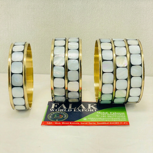 Goldplated Mother of Pearl <b>Stone</b> Eco-Friendly Modern Fashionable Designer Handmade Adjustable Bangles for Girls Women - Product Image 1