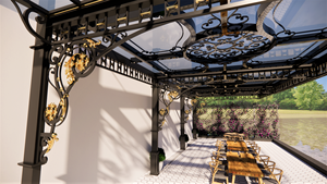 Toldo de Hierro Forjado Estilo Europeo de Origen Vietnamita, Estructura de Acero Sólido de 3x2.2m con Techo de Policarbonato, Color Negro, Cobre, Bronce, Peltre - Product Image 5