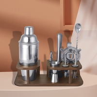 Kit de barman de luxe 10 pièces en acier inoxydable écologique, fabrication directe, avec shaker à cocktail 700 ml et support en bambou