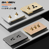 BAOBEN Interrupteur mural et prise standard durables, panneau en aluminium brossé, USB + Type-C pour la maison, l'hôtel et le bureau