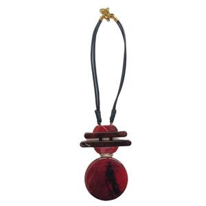 Collier Pendentif Bohème Géométrique avec Pierre Rouge Naturelle et Fermoir Plaqué Or, Chaîne pour Femme, Idéal Cadeau Bijou - Product Image 1