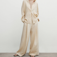 2024 nouveaux pantalons à jambes larges pour femmes pantalons en lin plissés peuvent être personnalisés couleur Haute Couture pantalons droits pour femmes