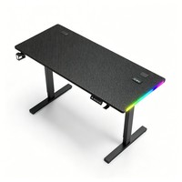 Bureau de jeu électrique moderne, table d'ordinateur réglable en hauteur, station de travail debout avec éclairage RGB pour le bureau à domicile