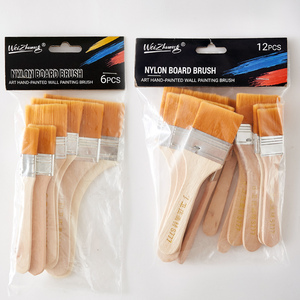 Ensemble professionnel de 12 pinceaux en nylon avec manche en bois, pinceaux plats pour artistes, pour la peinture murale, l'acrylique, l'huile, l'aquarelle, le <span class=keywords><strong>vernis</strong></span> - Product Image 5