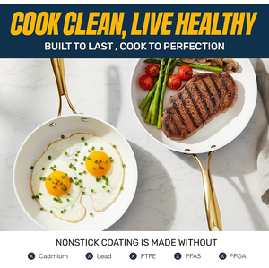 High Quality <b>Ceramic</b> Coated Non-Stick <b>Pots</b> Pans Gold Stainless Steel Handle 12-Piece Blue Aluminum Induction Cookware Set - Product Image 3