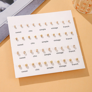 Aretes de Moda, 20 Pares de Mini Bolas Doradas con Incrustaciones de Circonio, Juego de Joyería para Mujer para Bodas - Product Image 4