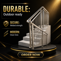 Rampe d'escalier en acier inoxydable soudé SS304 pour projets de balcon intérieur et extérieur