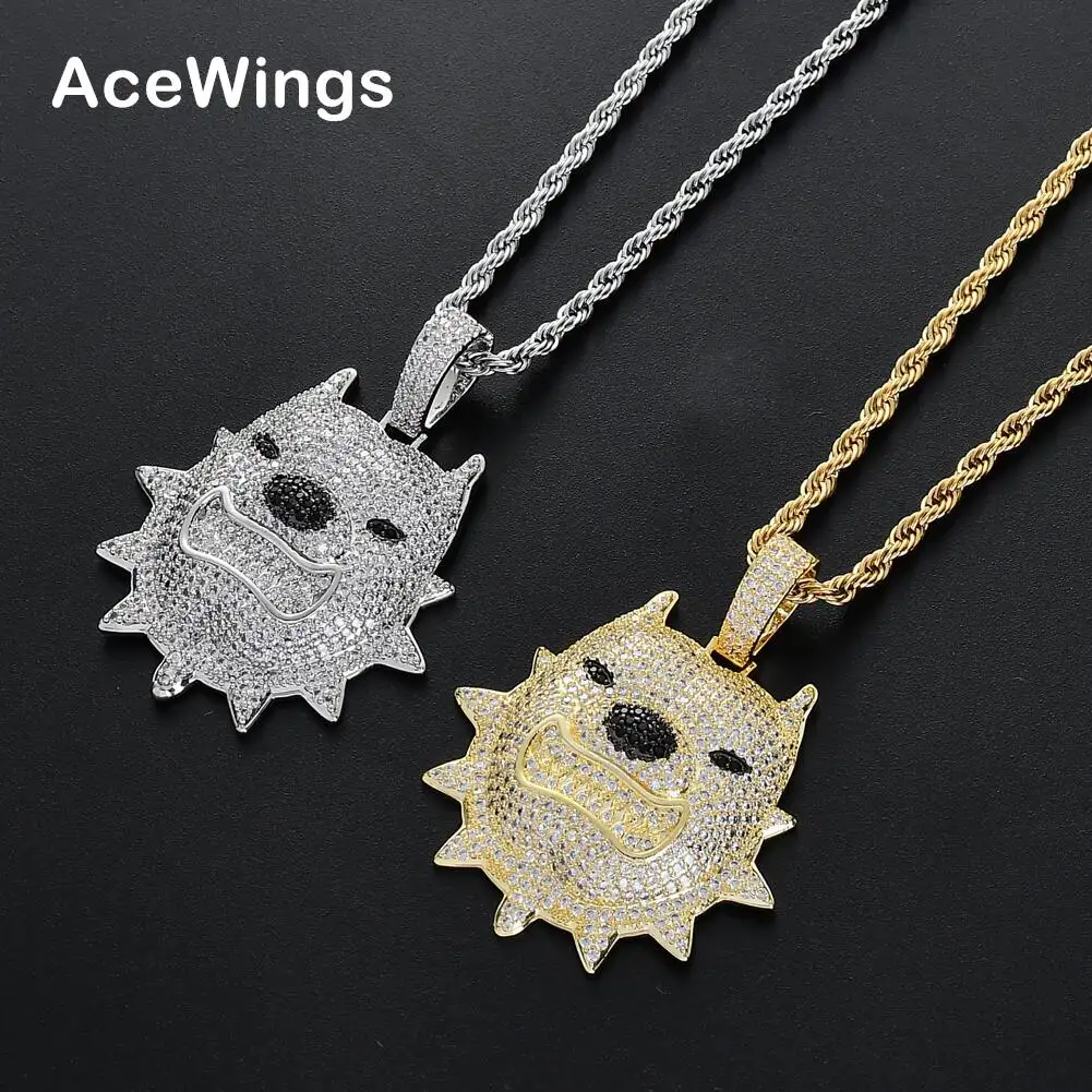 CN087 New Pendant Brass Micro pave with CZ stones Necklace Gold Color Jewelry HIP HOP