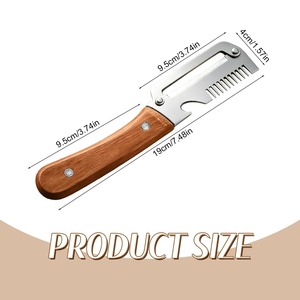 Éplucheur de légumes 3-en-1 en acier inoxydable avec manche en bois, éplucheur de fruits et de pommes de terre avec ouvre-bouteille, outils de cuisine pour éplucher et cuisiner - Product Image 6