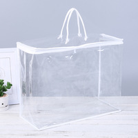 Sac de rangement cosmétique transparent en PVC, sac d'emballage à fermeture éclair avec bordure cousue en EVA, sac à main en plastique