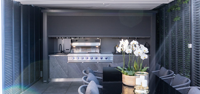Cuisine extérieure en acier inoxydable durable toutes saisons, couleurs personnalisées, îlot barbecue avec abri
