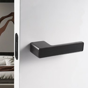 Kunci Pintu Kamar Tidur Kayu Modern, Kenop Kunci Tersembunyi, Mudah Dipasang, Gagang Pintu Privasi dari Paduan Seng dengan Silinder Kunci - Product Image 2