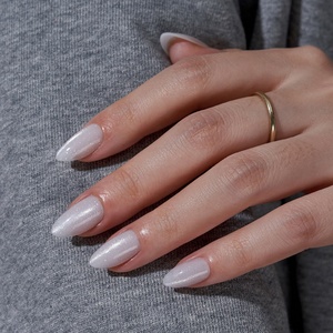 BTArtbox White Cat Eye Artificial False Fake <b>Nails</b> <b>Sets</b> With Glue Wholesale Short Almond Soft Gel Glossy Press on <b>Nails</b> En Gros - Product Image 1