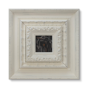 Dipinto Murale in Stile Francese di Piccole Dimensioni, Bianco Crema, Dipinto a Mano, Cornice in <span class=keywords><strong>Legno</strong></span> Antico <span class=keywords><strong>per</strong></span> Progetti d'Interni - Product Image 1
