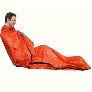 Couverture Portable PE <span class=keywords><strong>Film</strong></span> d'aluminium sac de couchage thermique chaud coupe-vent étanche Camping équipement de plein air sifflet - Product Image 1