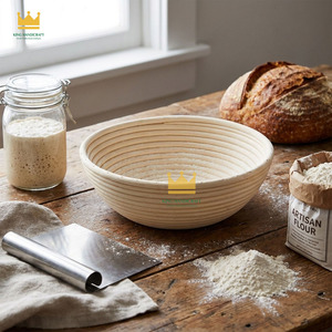 Wholesale Eco Friendly Round Shape Rattan Banneton Brotform Artisan Baguette Sourdough <b>Bread</b> Proofing <b>Basket</b> - Product Image 5