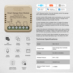 Controlador Inteligente WiFi para Puerta de Garaje LangYeao Tuya, Mini Modular, Compatible con Alexa y Google Home, Control Remoto con Temporizador, Registro de Historial - Product Image 2